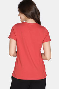 Zivame Knit Cotton Sleep Top - Burnt Sienna — thumbnail 4